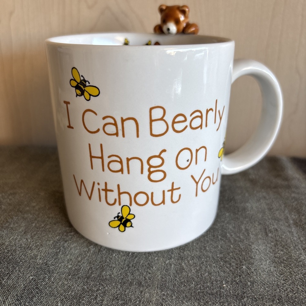 Muggamals by Applause 3D Mug Bear I can bearly hang‎ on without you 1986 Vintage